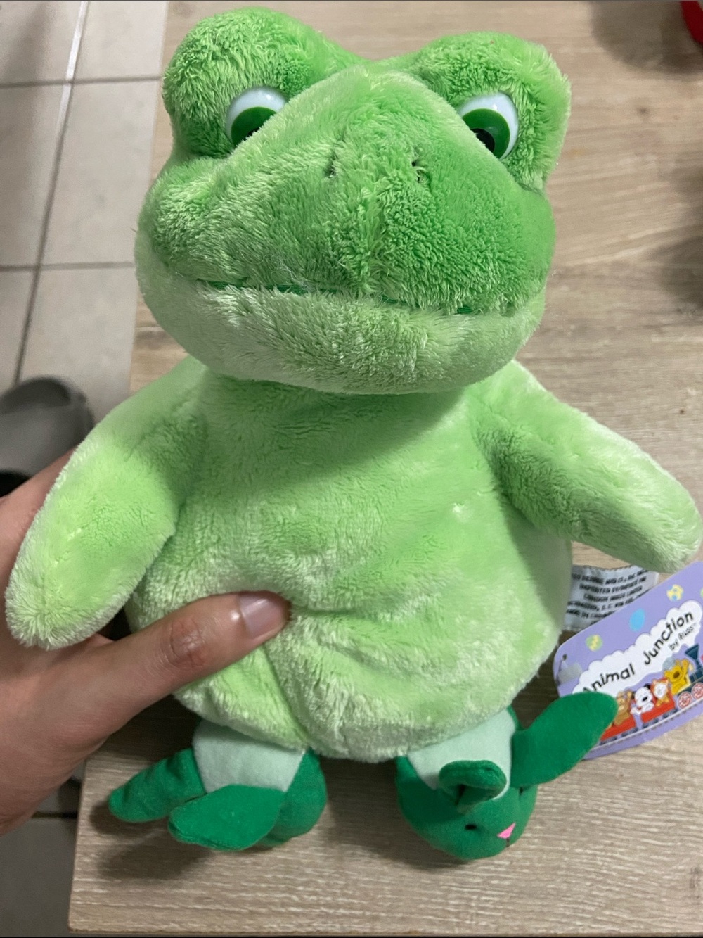 Vintage Y2K Animal Junction Green Frog Plush Toy